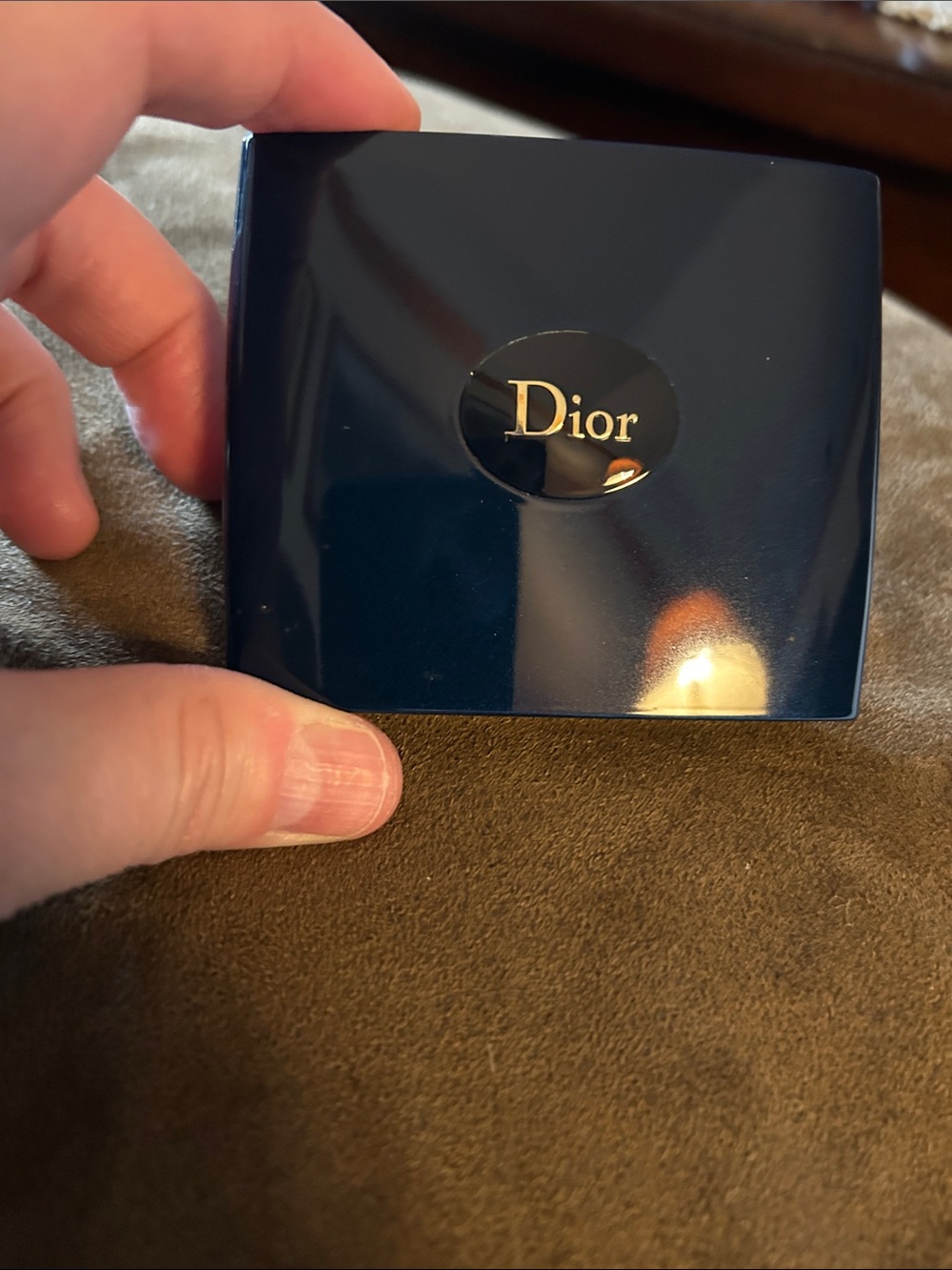 Dior Compact Case in Deep Navy with Gold Logo